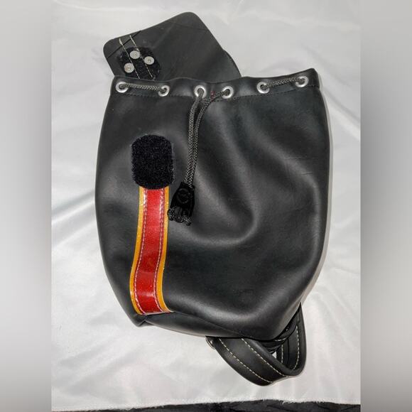 RARE LITTLEARTH 1990S RECYCLED TRUCK TIRE V8 DECAL BACKPACK PURSE BAG - Picture 9 of 16